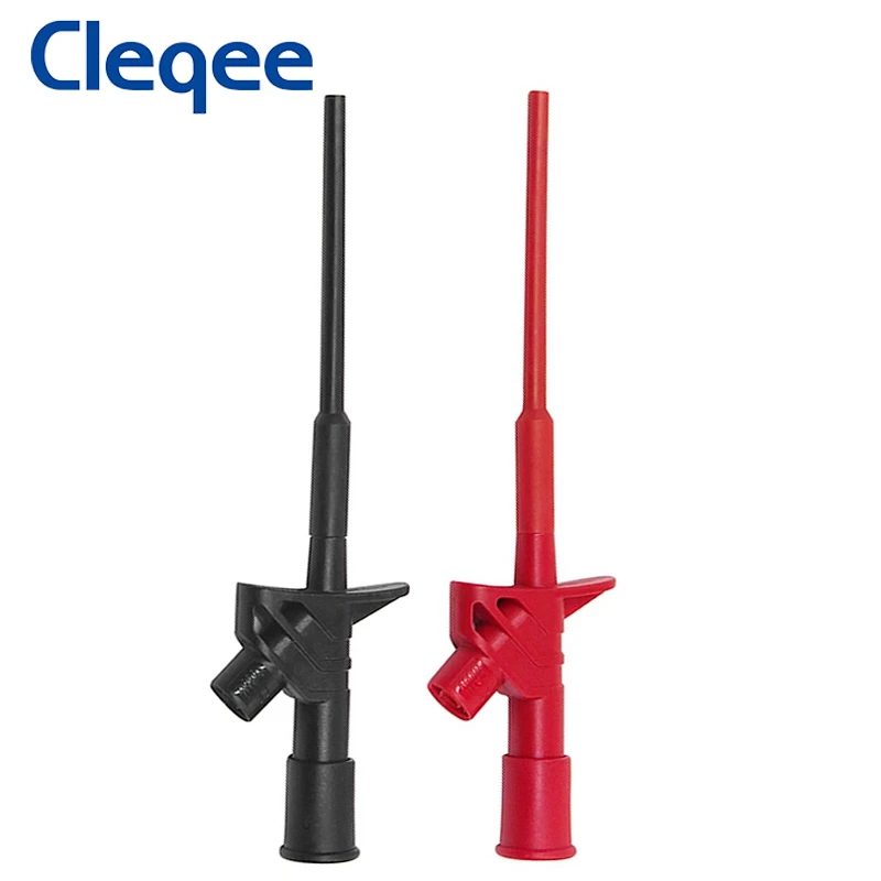 

Cleqee P5004 2PCS Professional Insulated Quick Test Hook Clip High Voltage Flexible Testing Probe CAT III 1000V 10A