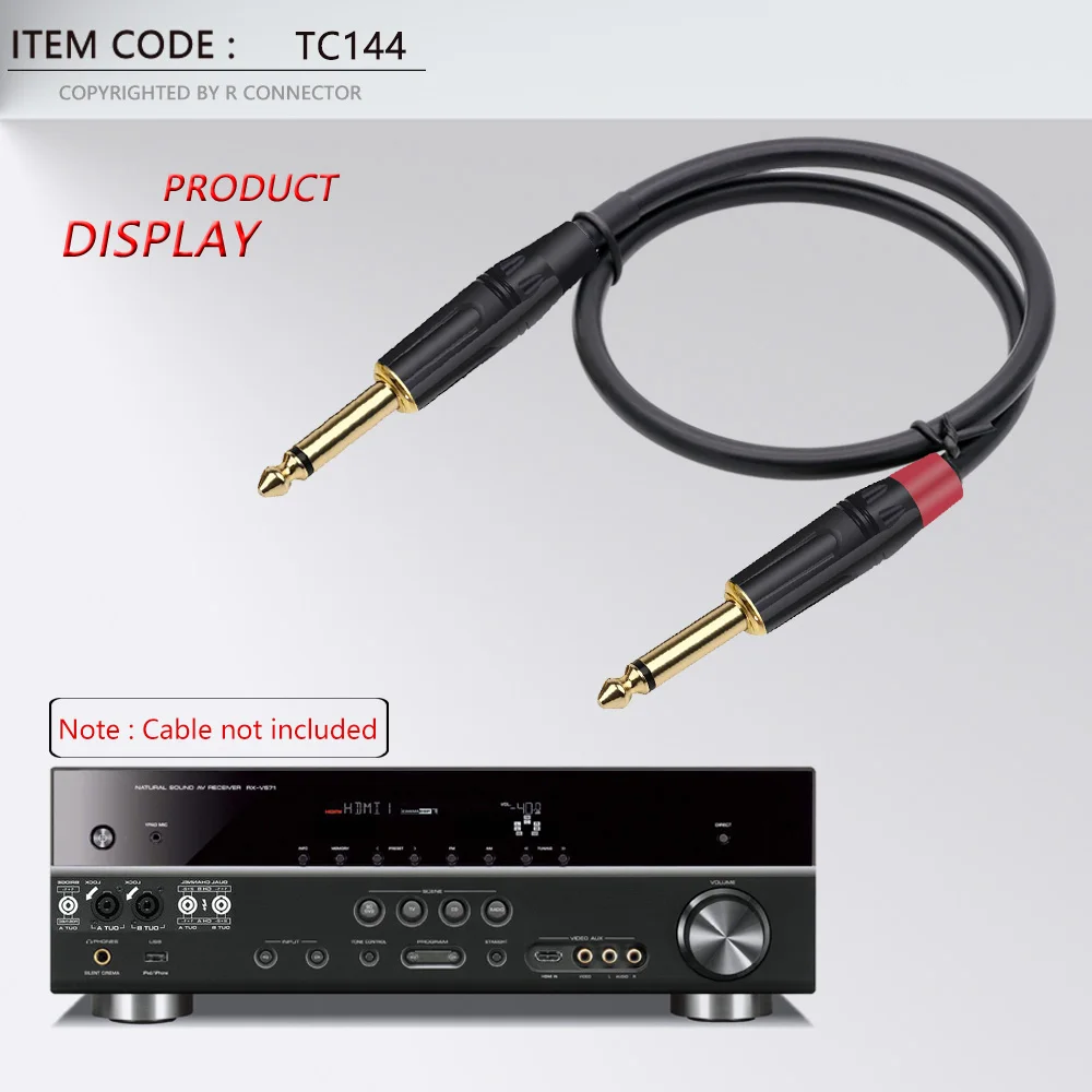 Imagem -05 - Conector Jack 100 mm 6.35 mm Conector Mono Macho Conector de Plugue Microfone Banhado a Ouro Cabeças 6.3 Peças