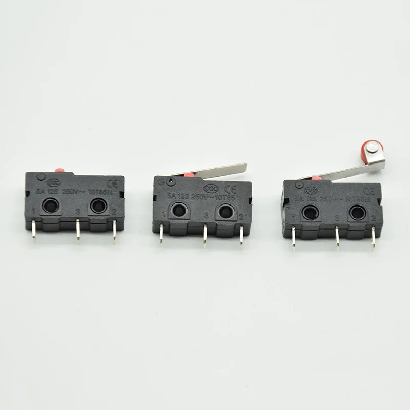 5Pcs Mini Micro Limit Switch NO NC 3 Pins PCB Terminals SPDT 5A 125V 250V  Roller  lever Snap Action Push Microswitches