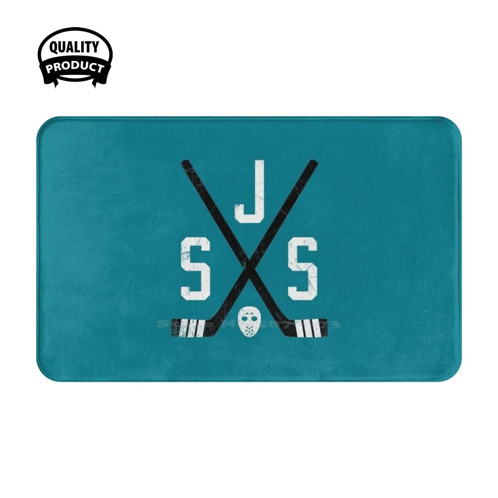 Sjs Retro Sticks - Teal Soft Cushion Home Carpet Door Mat Car Rug Vintage Retro Hockey Joe Pavelski Joe Thornton Ed Belfour