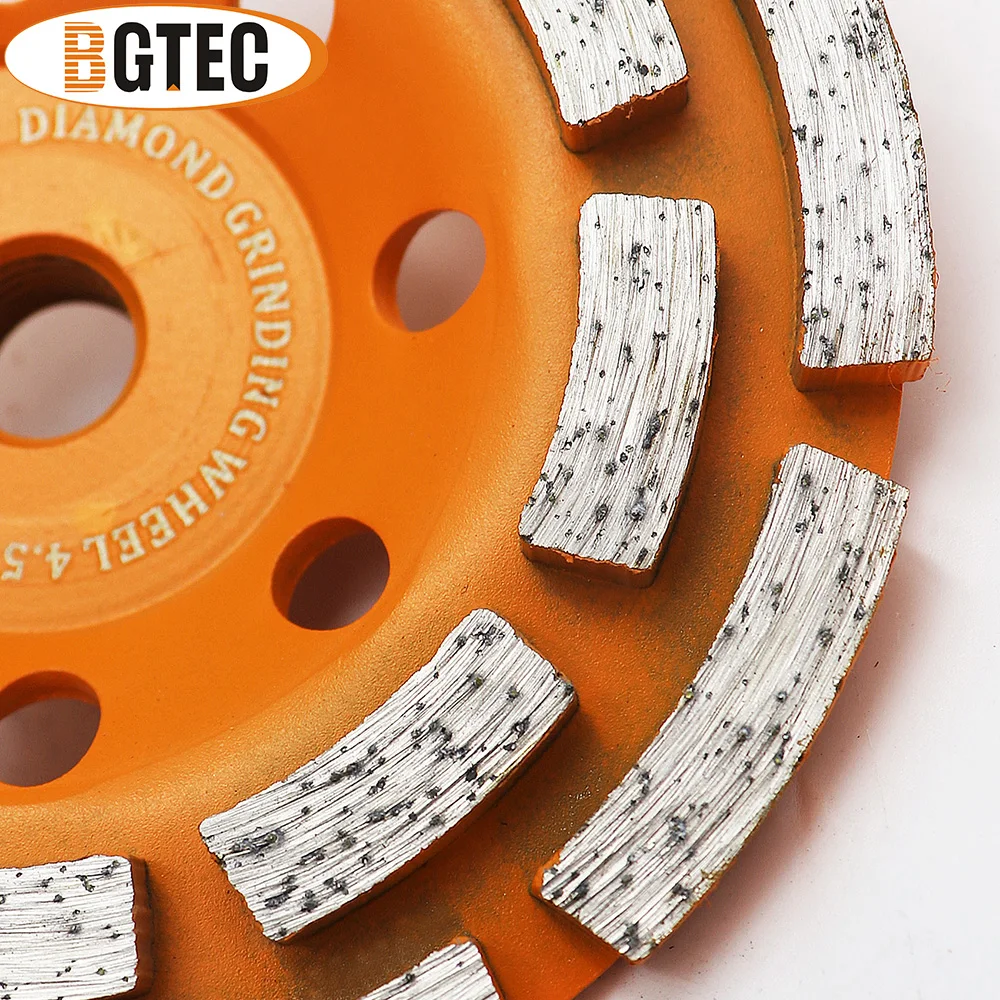 BGTEC 2pcs 4.5 인치 다이아몬드 더블 행 그라인딩 컵 휠 콘크리트, 벽돌, 화강암 대리석에 대 한 115mm 연 삭 디스크