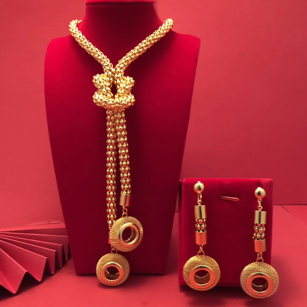 

24K Dubai Jewelry sets high Quality Gold Color plated unique Design Wedding jewelry set