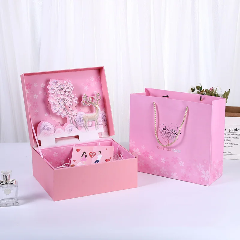 AVEBIEN New Pink Dream Cherry Tree Cartoon Three-dimensional Box Cosmetic Wedding Party Birthday Gift Box шкатулка для украшений