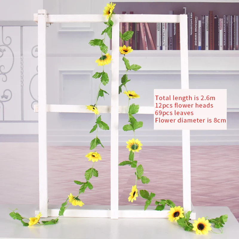 240cm Fake Silk Sunflower Ivy Vine Artificial Flowers Wall Hanging Garland Garden Fences Home Wedding Christmas Party Decoration