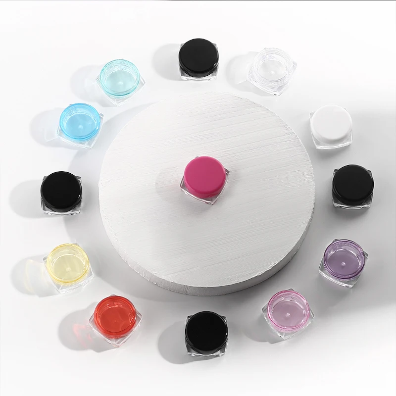 100pcs 3g 5g Empty Travel Plastic Square Cosmetic Jar Skin Care Container Bottle Face Cream Sample Vials Pot Nail Art Gel Pack