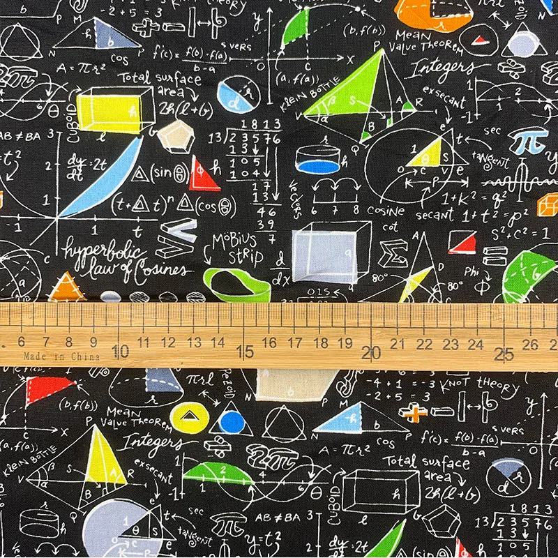 Beautiful Black Mathematical Geometry Symbols Digital Printing Cotton Fabric Sewing Material Patchwork Diy Shirt Clothing