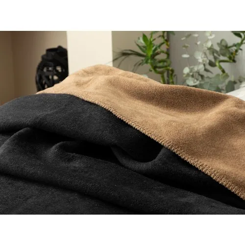 English Home Plain Cotton Double Bed Blanket 200x220 cm cm Black-Beige