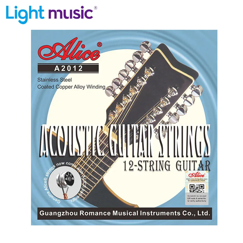 Alice A2012 12 Strings Acoustic Guitar Strings 010-026 Musical Instrument Guitar Parts Accessories 12 Guitarrra Strings 1 Set