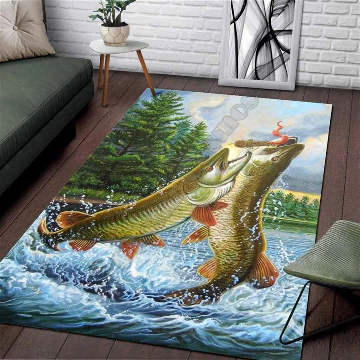 Fishing Hunting Area Rug 3D All Over Printed Non-slip Mat Dining Room Living Room Soft Bedroom Carpet 01