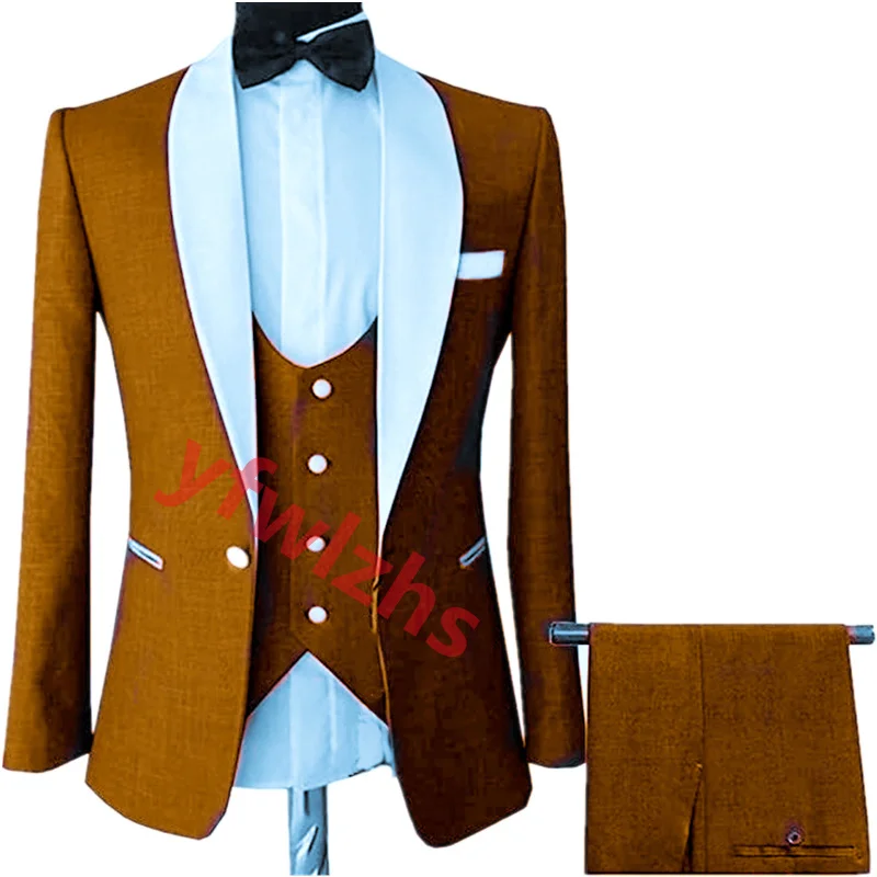 

New Arrival One Button Groomsmen Shawl Lapel Groom Tuxedos Men Suits Wedding/Prom Best Blazer ( Jacket+Pants+Vest+Tie) C276