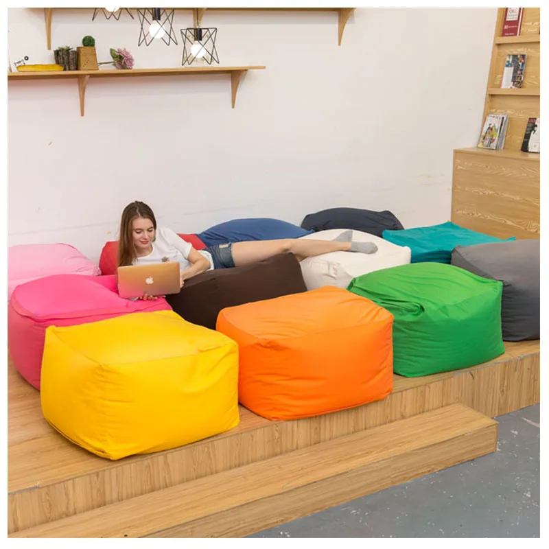 

living room rest colorful Square floor ottoman pouf,Soft elastic fabric bean bag ottoman tray - Can Customize