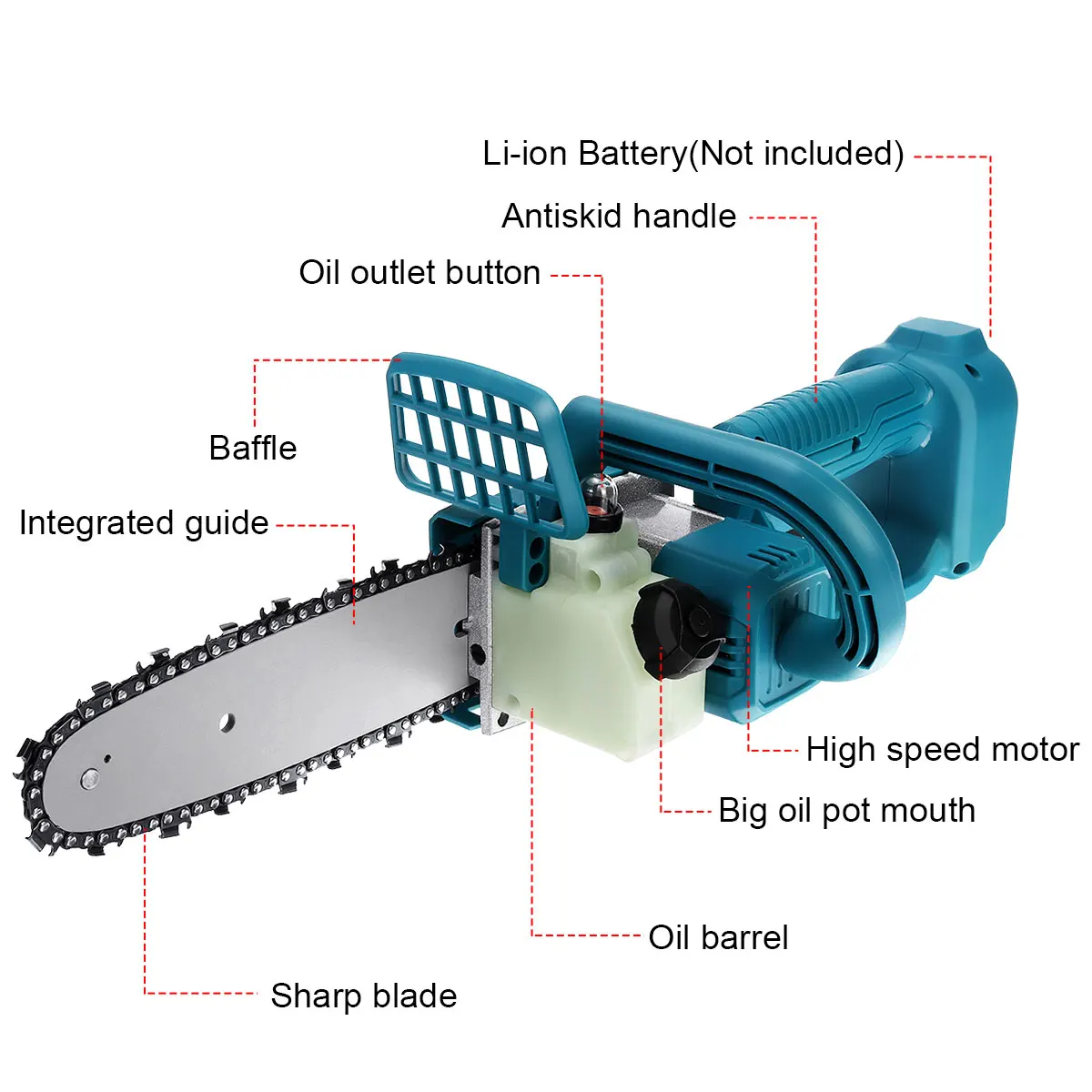 Brushless Cordless Chainsaw 8 inch Electric Saw Bracket Wood working Cutter Machine Garden Pruning Tools for Makita 18V Battery