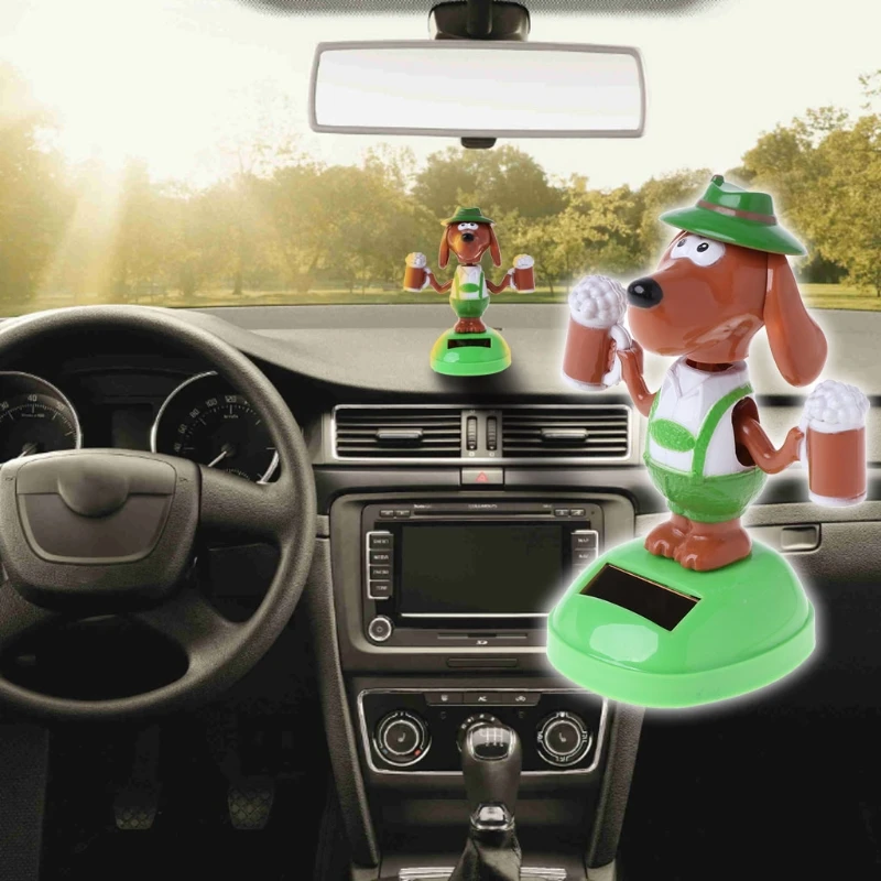 Zonne-energie Dansen Bobble Head Beer Hond Educatief Speelgoed Auto Ornament Speelgoed Kids D5QA