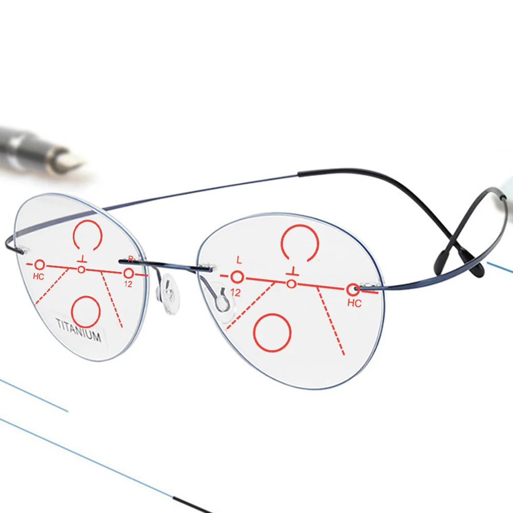 Men Women Large Oval Rimless Frameless Ultralight Progressive Multifocus Reading Glasses +0.75 +1 +1.25 +1.5 +1.75 +2 +2.25 to+4