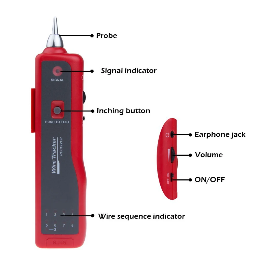 Rede Cable Tester, Linha Finder, Telefone Wire Tracker, Toner, ethernet, Lan, Vermelho, Rj11, Rj12, Rj45, Cat5, Cat6, Cat7, Rg, Rj 45