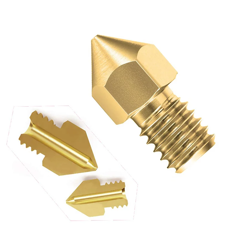 5Pcs/Lot High Precision Brass Copper Extruder Nozzle 0.2/0.3/0.4/0.5/0.6/0.8/1.0mm For 1.75mm Filament M6 Thread Hotend Ender 3