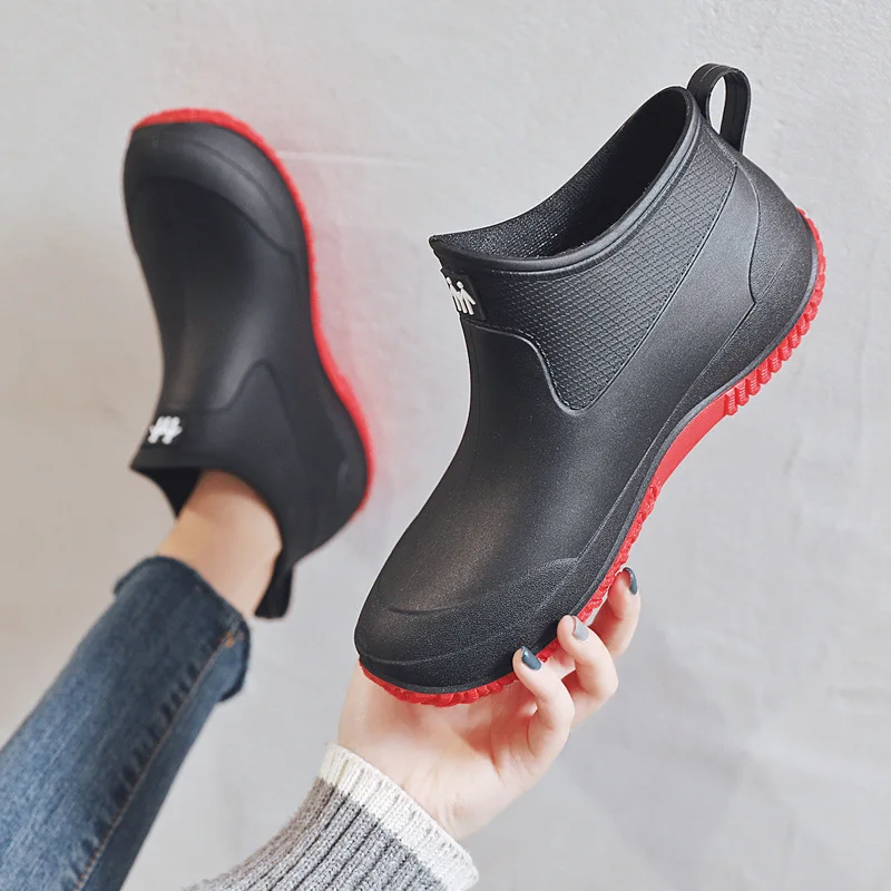 Rain Boots Women's Rubber Anti-skid Colorful Unisex Ankle Rainboots Lightweight Slip On Boots Rain Shoes Waterproof Dropshipping