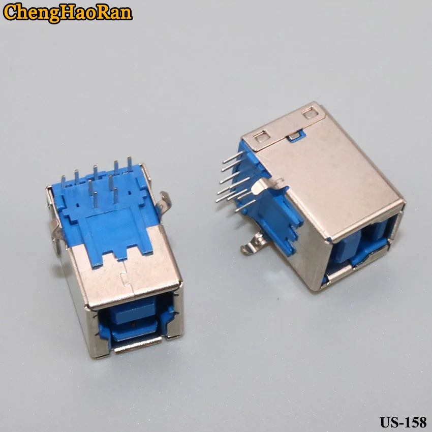 

ChengHaoRan 2pcs blue plastic B female 3.0 high speed interface USB B type port 90 degree pin socket female printer interface
