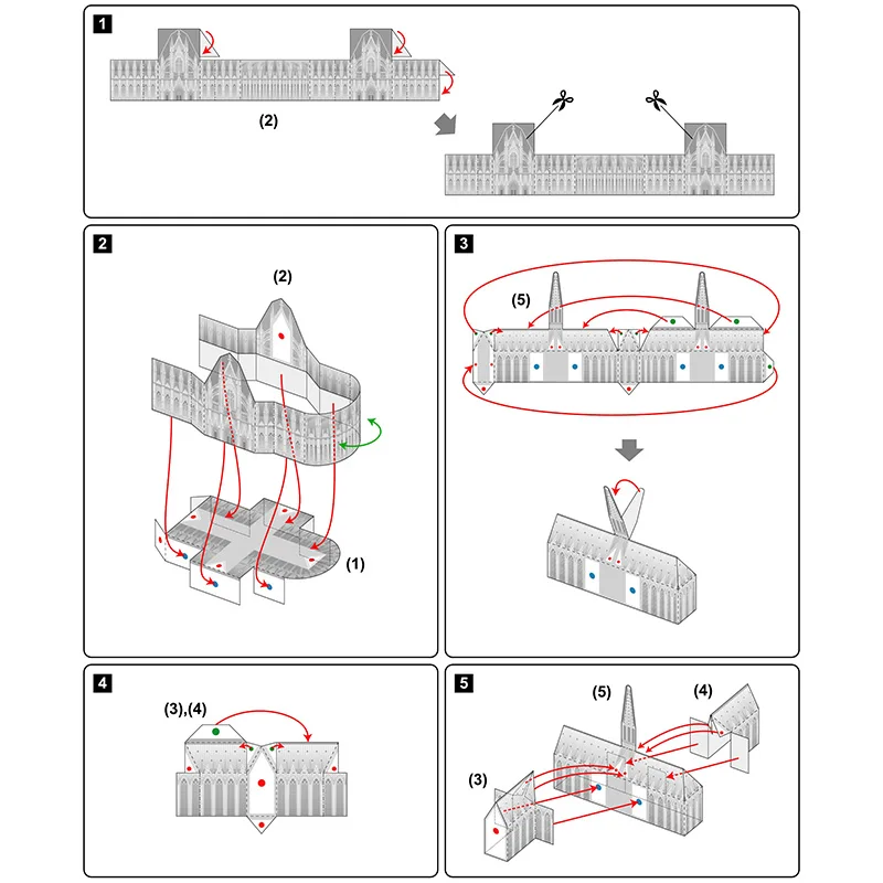 Niemcy kolonia katedra składane Mini 3D papieru modelu domu Papercraft sztuka DIY Origami budynku dzieci dorosłych zabawki wykonane ręcznie QD-133