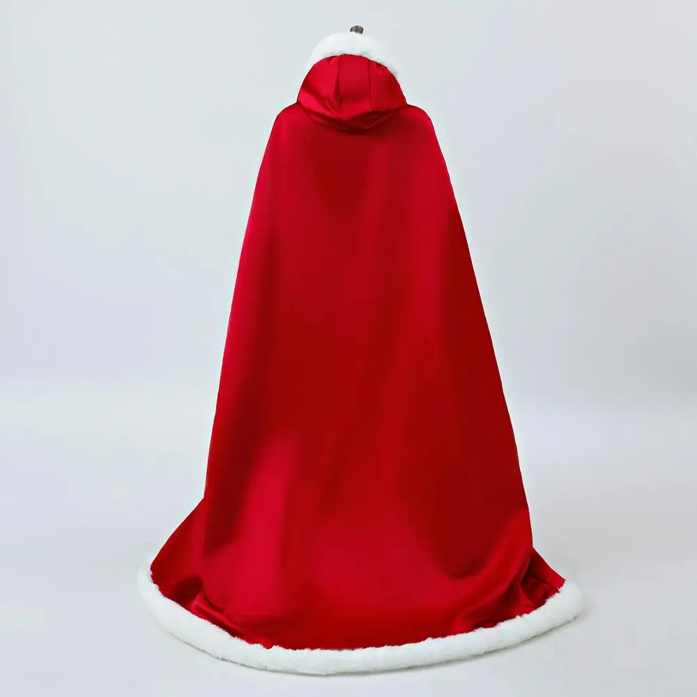 Hooded Halloween Cloak Velour Plush edge Cape 100% Real Photo hot sale red In Stock Burgundy Ankle Length Long Bride's Cloak