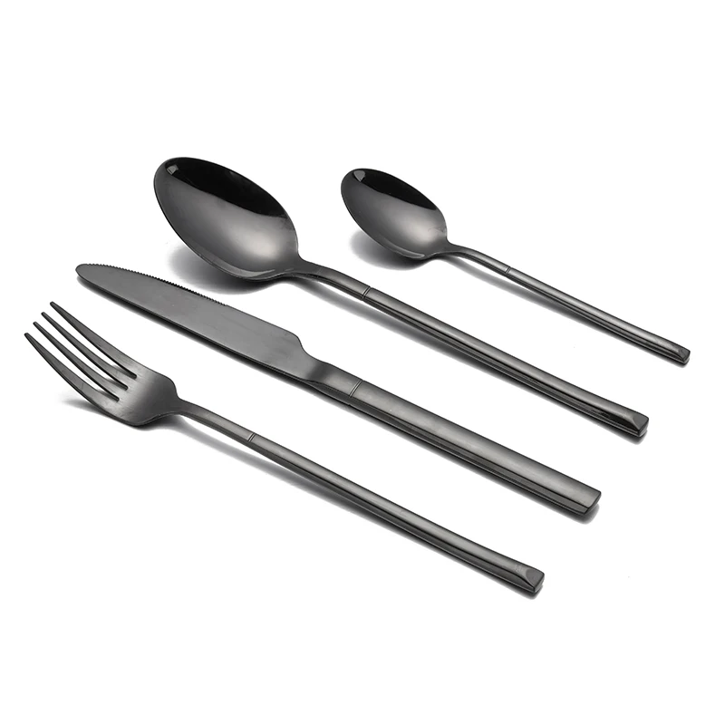 

Black Tableware Set Cutlery Set Stainless Steel Dinnerware Set Frok Knife Spoon Food Grade Luxury Flatware Kitchen Dropshipping