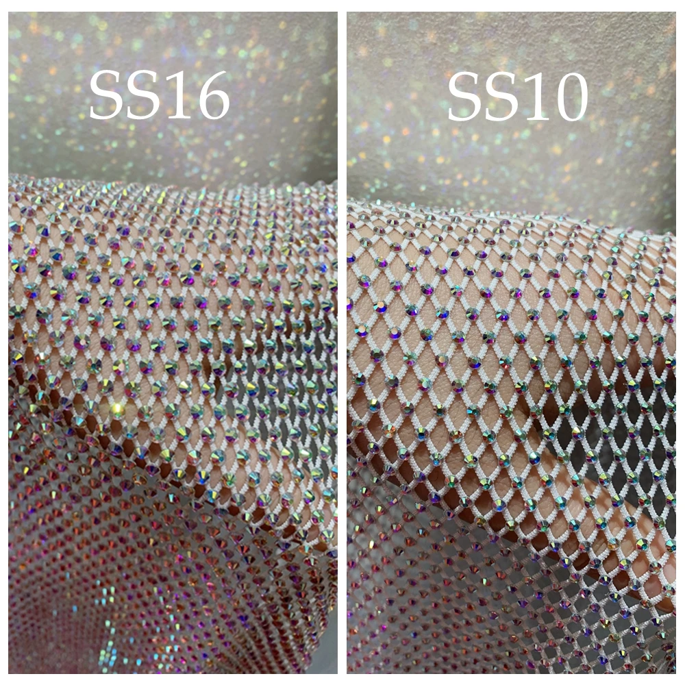 Crystal Castle Sparkle Rhinestones Fabric Garment Crystal Net Stones Strass Mesh Scarf Rhinestones For Clothes