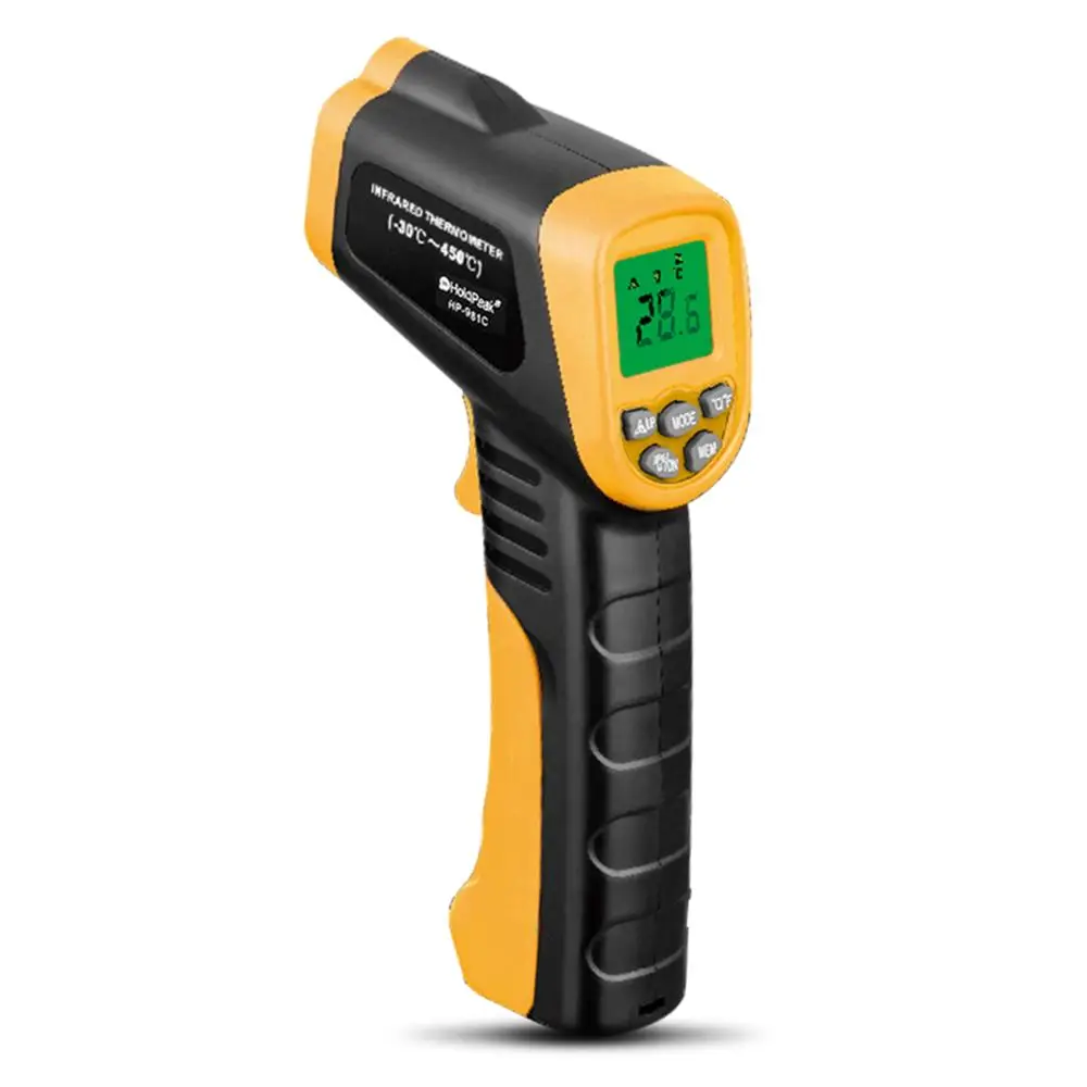 

HoldPeak HP-981C -30~550'C/-22~1022'F Temperature Meter Gun Non-Contact IR Infrared Digital IR Thermometer Data Hold Backlight