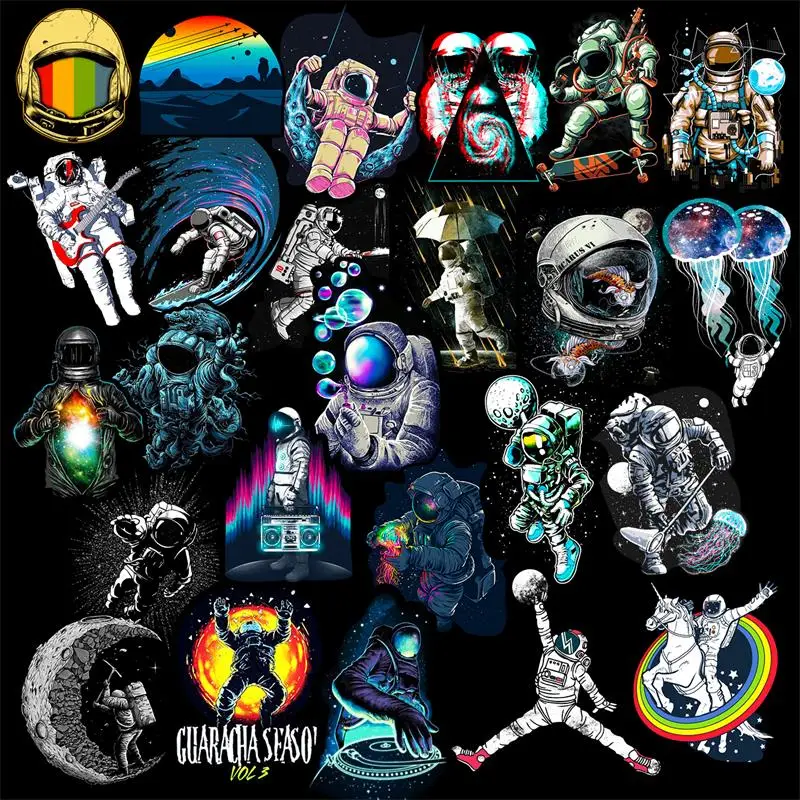 50 Pcs Outer Space Anime Astronaut Stickers for Laptop Car Suitcase Motorcycle Fridge Bike Bumper Decals Waterproof PVC Stickers