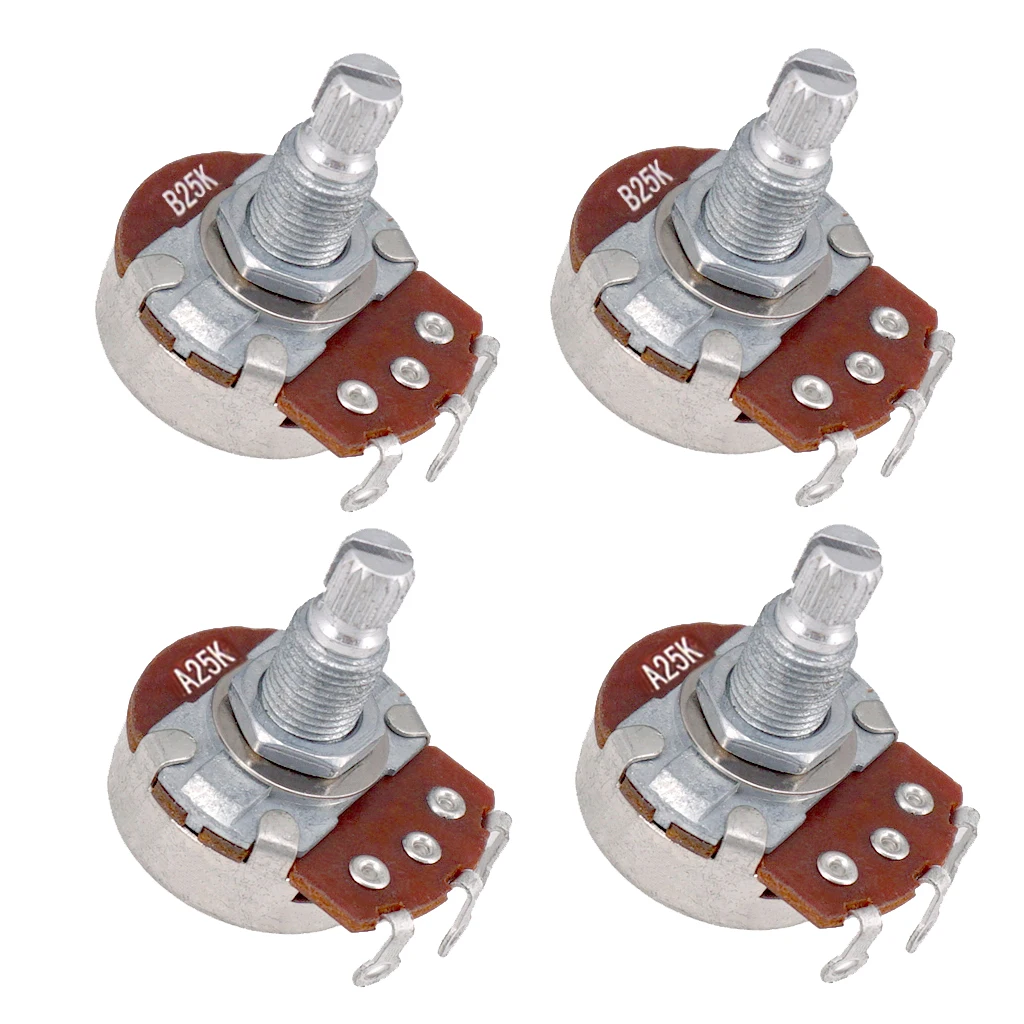 Guitar Potentiometer Audio POTS A25K B25K OHM Tone Volume Replacement for Electric Guitar Pack of 4