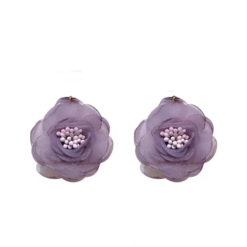 2020New 50Pcs Gauze Multilayer Flowers Button for DIY Summer Sweet girl wild Earring Pendants or Hair Accessories LX10