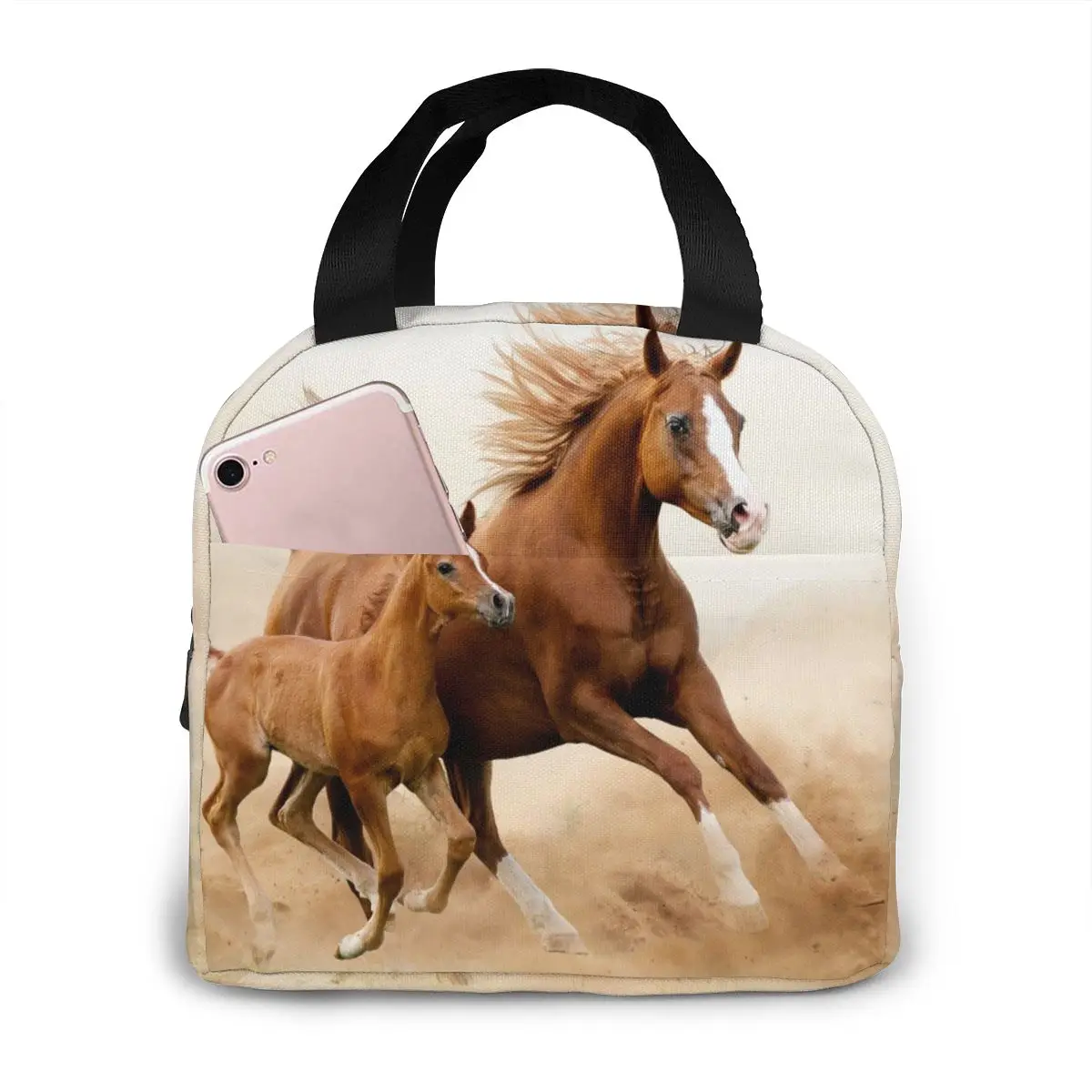 

Insulated Lunch Bag Thermal Baby Horse And His Mom Tote Bags Cooler Picnic Food Lunch Box Bag For Kids Women Girls Men Children