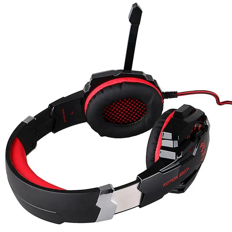 سماعة ألعاب ستريو مع ميكروفون ، وسماعات رأس مزودة بضوء LED ، وباس عميق ، لأجهزة الكمبيوتر المحمول والكمبيوتر الشخصي ، وسماعات الألعاب السلكية ، G9000 ، PS4 ، 3.5 مللي متر