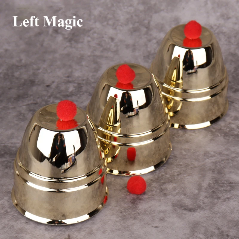 Large Size Magic Three Cups And Balls - Golden Magic Tricks Close Up Street Stage Magic Props Magician Magic Kids Toys Mentalism