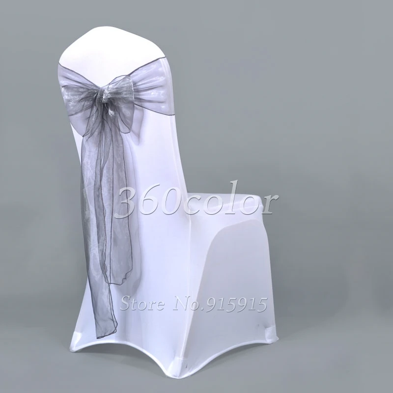 Funda de Organza transparente para silla, banda con lazo, diseño de silla de ducha nupcial, decoración de banquete de fiesta de boda, 25 uds.