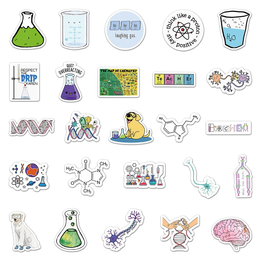 10/30/50pcs/pack Science Lab Chemistry Stickers Scientists Funny Stickers Skateboard Laptop Phone Graffiti Sticker Decal Kid Toy