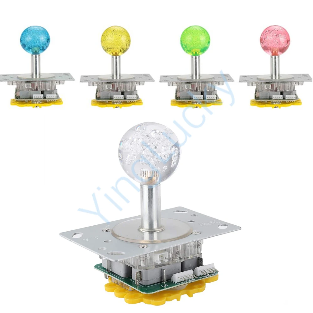 Joystick zręcznościowy LED z kolorowym podświetlanym joystickiem, przełącznik od 4 do 8-kierunkowej pracy dla automatu zręcznościowego, 12 V