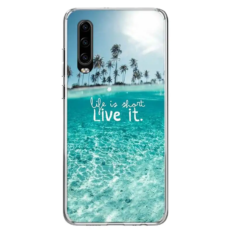 Summer Beach Scene at Sunset on sea Palm Tree Phone Case For Huawei Mate 40 Pro 30 20 Lite 10 Huawei P30 Lite P50 Pro P40 P20 P1