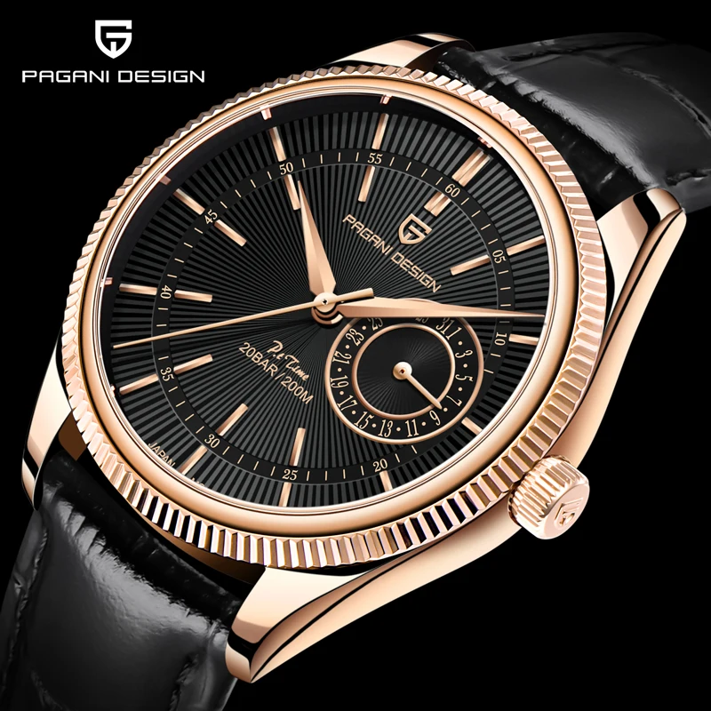 PAGAN DESIGN 2023 Top Brand Luxury Men Quartz Wristwatches 20Bar Waterproof Military Sports Watch For Men Leather Sapphire Clock