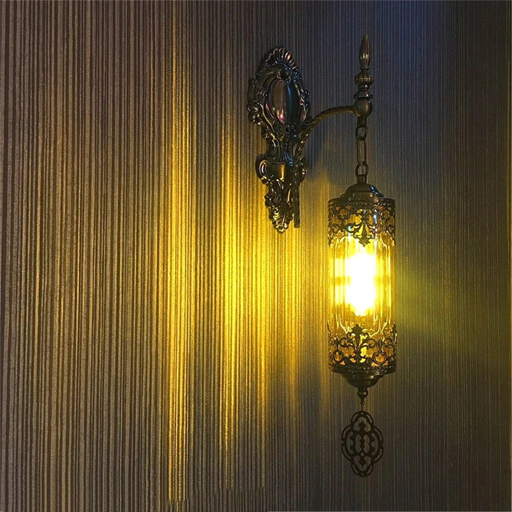 

Retro Led Wall Lights Specialty Restaurant Bar Hotel Aisle Corridor Stairway Decorated Turkish Wall Lamp with Glass Llampshade