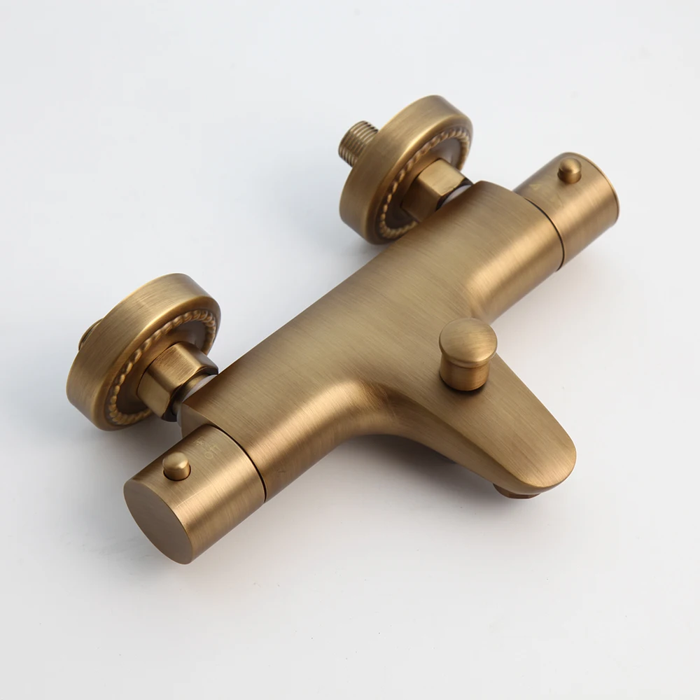 Imagem -05 - Zappo-conjunto de Chuveiro Termostático Bronze Antigo Banheiro com Chuveiro de Mão Fixado na Parede Banheira Conjunto de Torneira