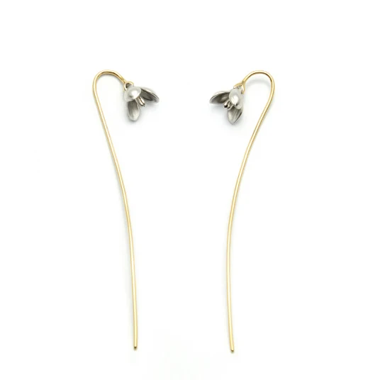 925 Sterling Silver Manual  Long magnolia flowers Earrings For Women Fashion Jewelry sterling-silver-jewelry pendientes