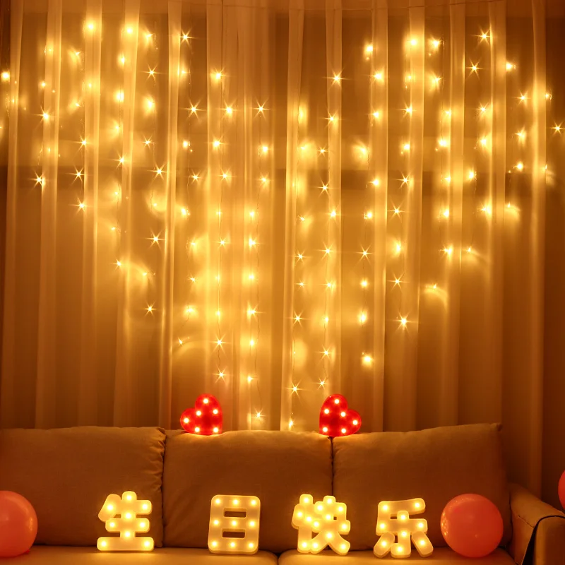 Heart shaped lamp curtain proposal layout creative supplies indoor KTV bedroom decoration room layout flashing lights string