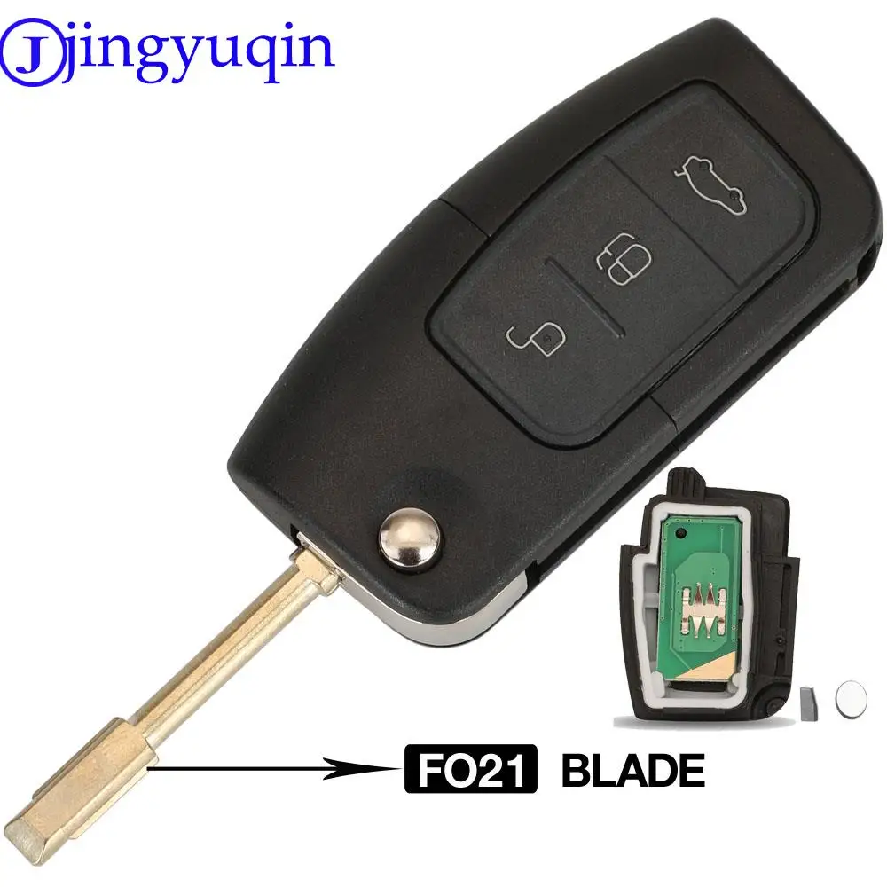 jingyuqin 433MHz 4D63 40bit 80bit 3 Buttons Flip Folding Remote Control Key for Ford Focus Fiesta 2013 Fob Case HU101 Blade