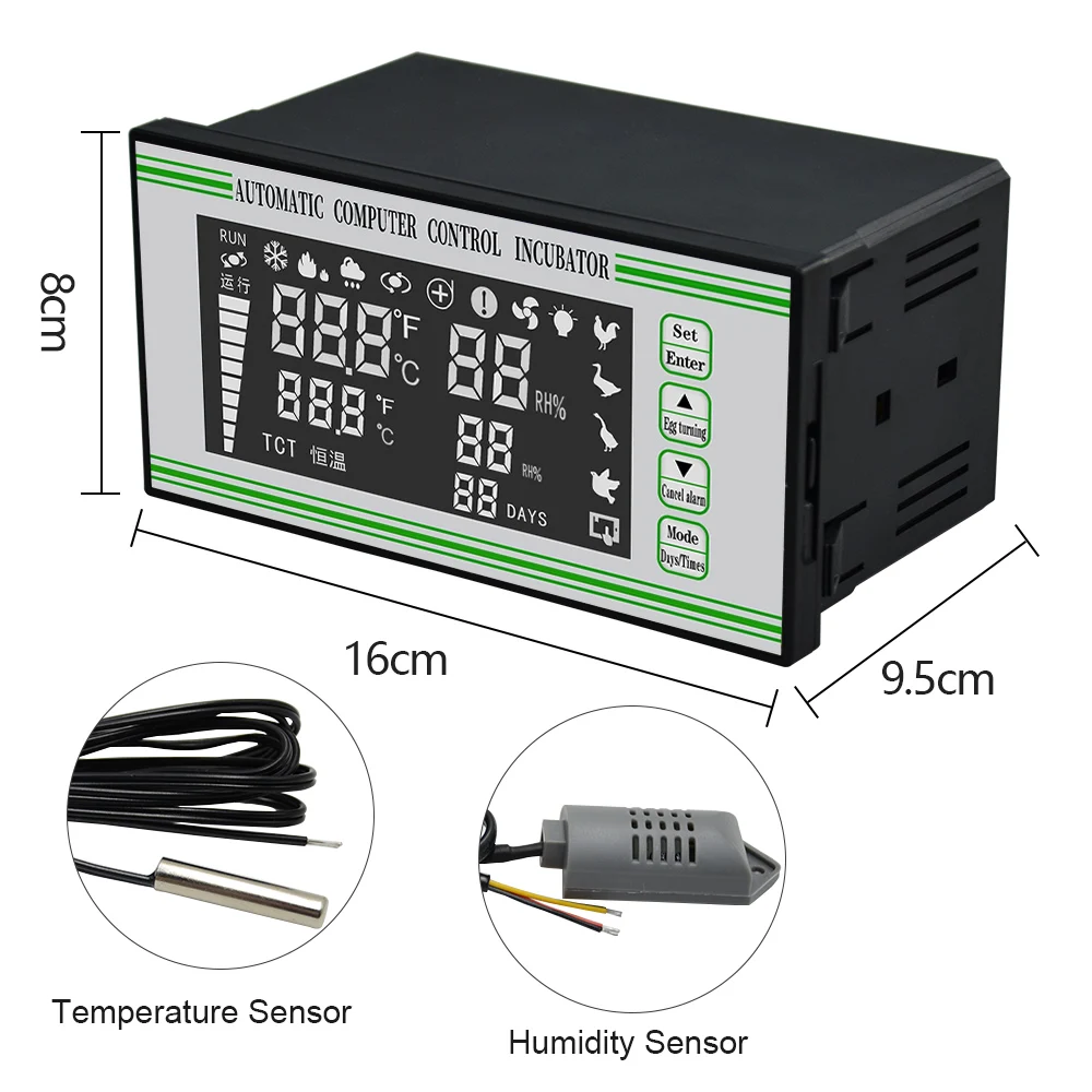 Digital Temperature Controller Humidity Incubator Controller XM-18S For Egg Hatching Digital Thermostat 220v With Sensor xm18