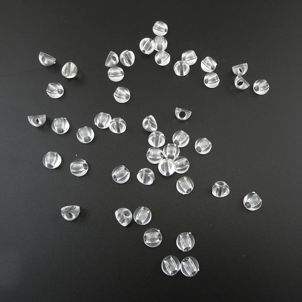 500 szt. Przezroczystych plastikowych półkulek z płaskim tyłem do mocowania akcesoriów na gumkach do włosów, średnica wewnętrzna 3,5 mm, 7 mm, 9 mm, okrągłe podkładki pod gumki do włosów 7 mm.