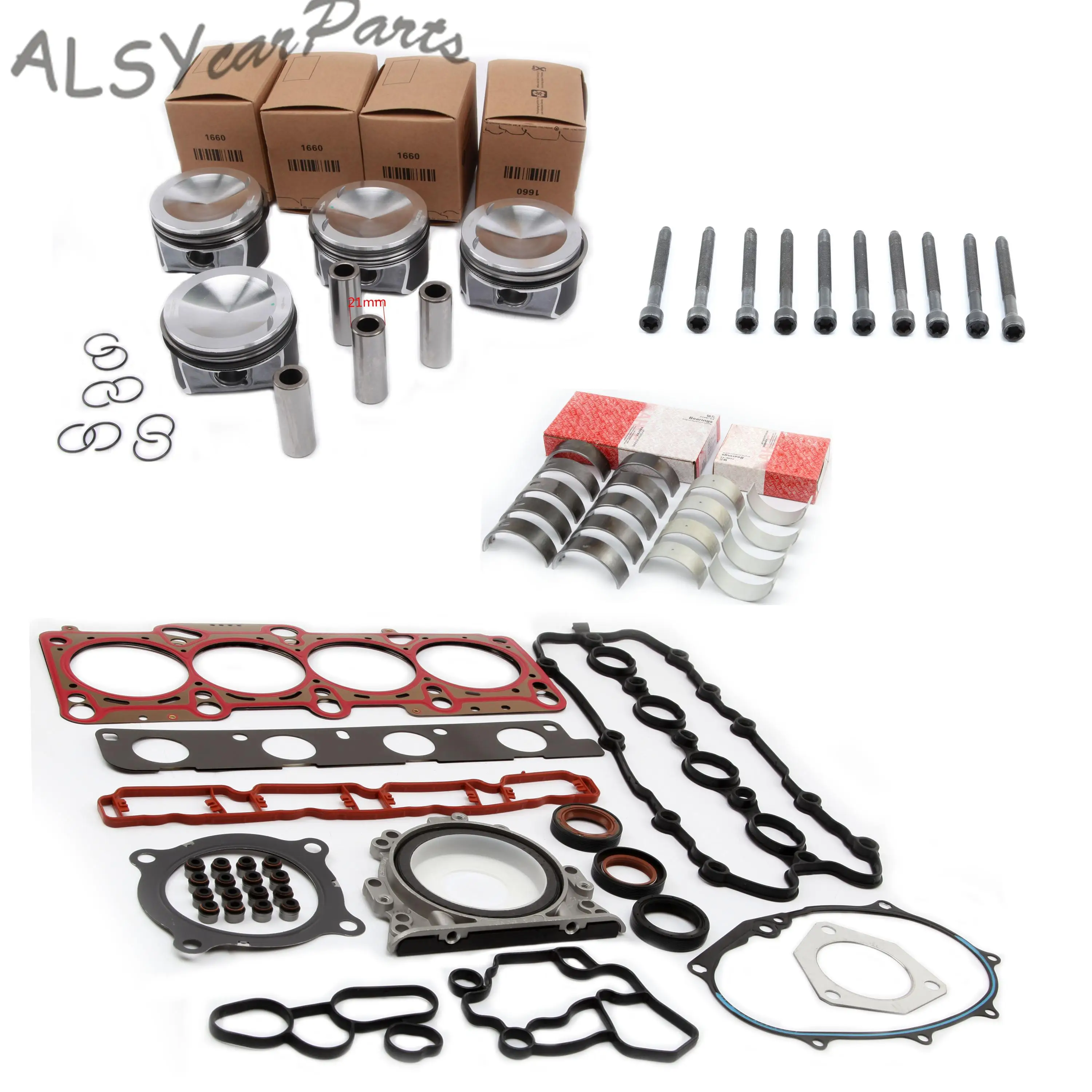 

Pistons & Rings Φ82.51mm Φ21mm Engine Overhaul Rebuilding Set For Audi S3 TTS 2.0 TESI VW Golf Scirocco 2.0 R Seat Leon 2.0 TSI