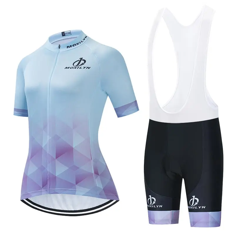 

Moxilyn Women Cycling Jerseys Set 100% Polyester Breathable Bicycle Clothes Summer UV Cycling Jersey Set Bike Cycling Clothing