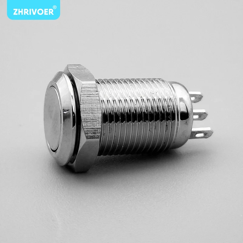 1 個 10 ミリメートル金属プッシュボタンスイッチ、セルフロック/ラッチ自己リセット/モーメンタリー 2/3 ピンIP67 フラットヘッド/高ヘッド 3A/250VAC