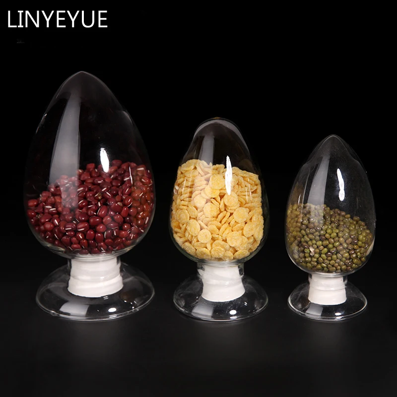 LINYEYUE 125mL Glass Sample Bottle with cap Show Vial Bottle Conical Seed Display Bottle for Shool Laboratory or Home Kitchen