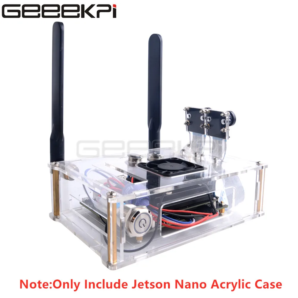 

GeeekPi Transparent Clear Acrylic Case Housing Shell with Cooling Fan Screws for NVIDIA Jetson Nano B01 / A02 Version